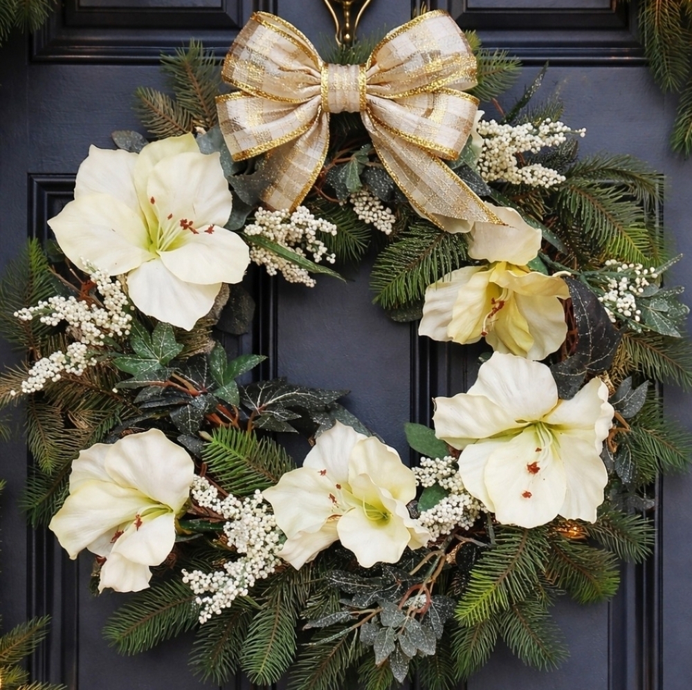 Holiday Wreath NWT (New with Tags) Cream and White Florals